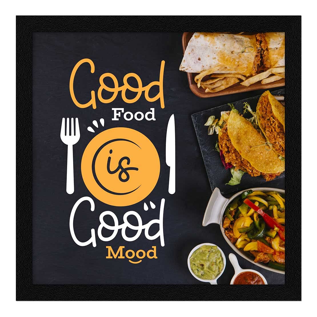 Artx Kitchen Food Quotes Motivational Funny Wall Art Frames, Framed Posters, 20 X 20 Inches, 10.0 X 10.0 Inches Each, Multicolor